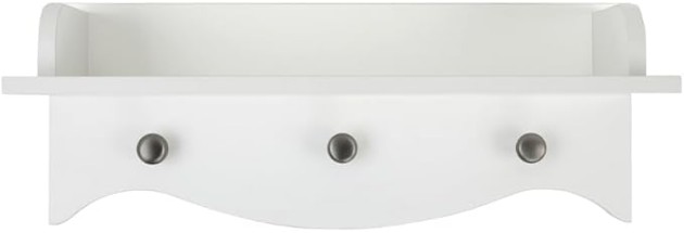CuddleCo Clara White Floating Shelf with 3 Hanging Hooks